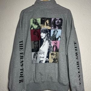 Taylor Swift Grey Quarter Zip Eras Tour Sweatshirt Sweater Merch New